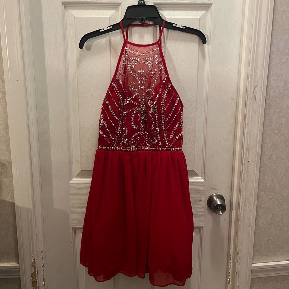 Red halter top prom / homecoming / formal dress